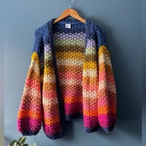 Cozy Casual Striped Chunky Knit Cardigan